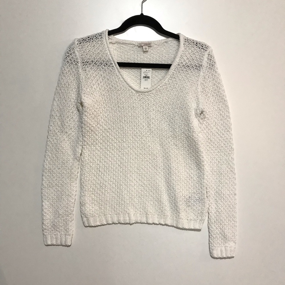 Gap Scoop Neck Cable Knit Sweater White Size XS